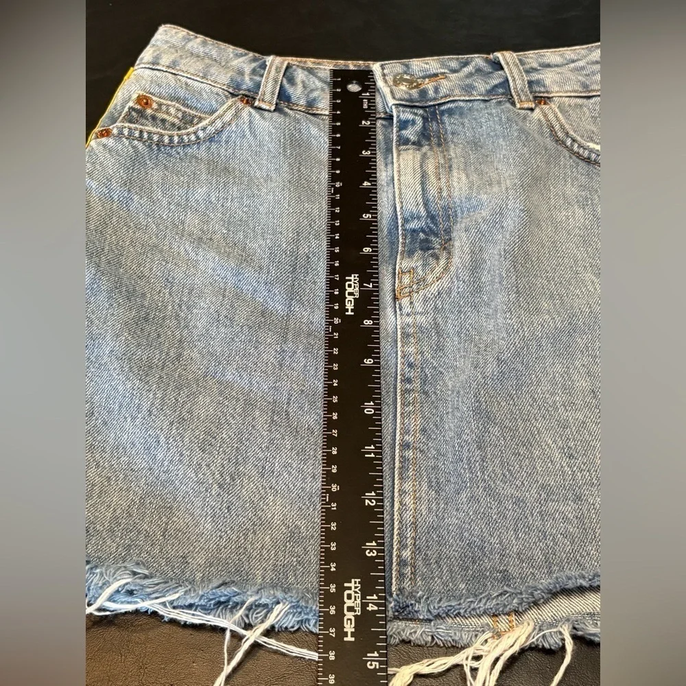 Topshop Blue and Yellow A-Line Mini Skirt